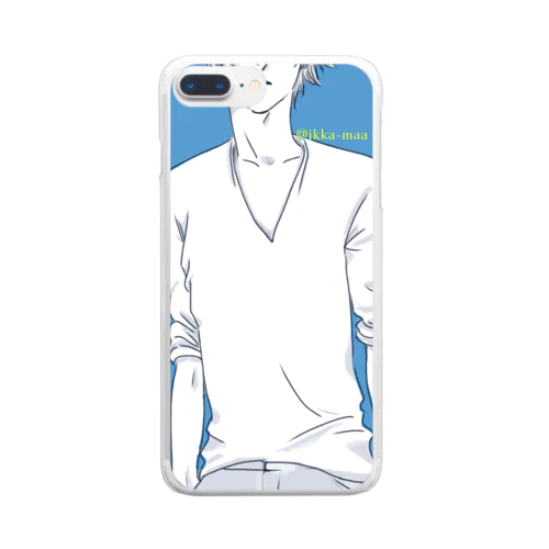 悩める青い青年① Clear Smartphone Case