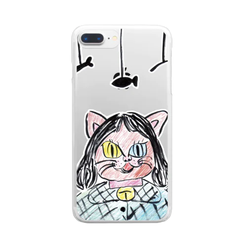 【 数量限定 】 「 キャット少女 」 猫 Tシャツ 帽子 など Clear Smartphone Case