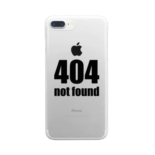 404 not found（黒） クリアスマホケース