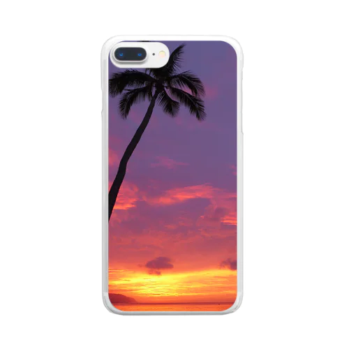 sunsetヤシの木 Clear Smartphone Case