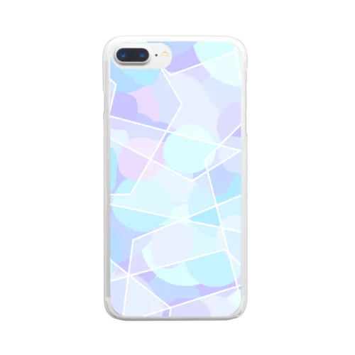 水玉と多角形の柄（青） Clear Smartphone Case