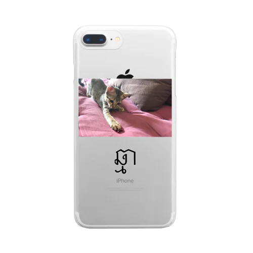 カンボジア文字付き猫フォトT Clear Smartphone Case