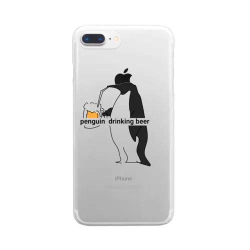 penguin drinking beer Clear Smartphone Case