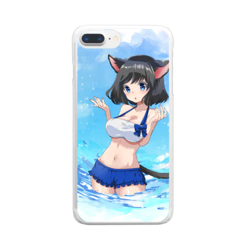 黒猫さんバカンス Clear Smartphone Case