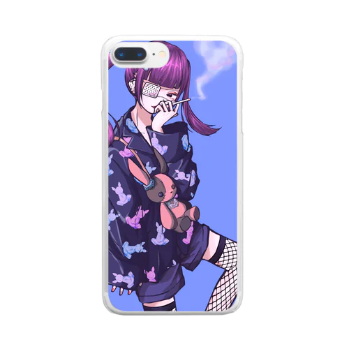 メンヘラタバコ女子(ツインテールウサギ) Clear Smartphone Case