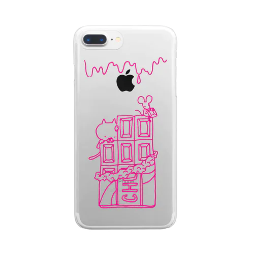 巨大チョコレート　ピンク Clear Smartphone Case