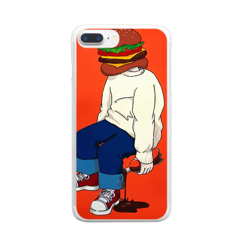 ハンバーガーにコーラはもうお茶らしい Clear Smartphone Case
