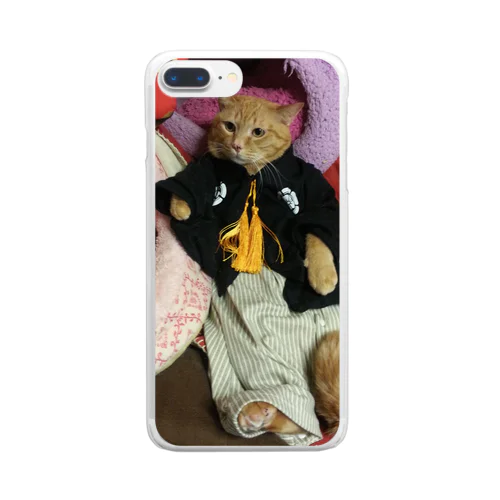 大きいねこキース(和装黒) Clear Smartphone Case