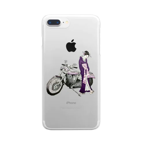 浮世絵とバイク-woman- 투명 스마트폰 케이스