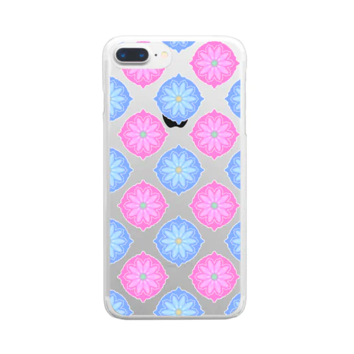青とピンクの花 Clear Smartphone Case