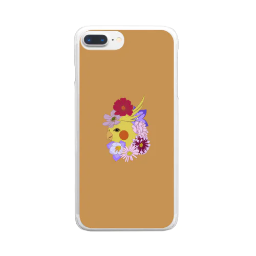 インコと花 Clear Smartphone Case