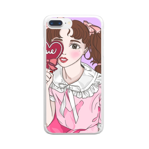 ピンクだらけの女の子 Clear Smartphone Case