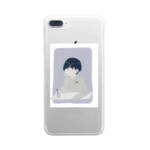 いちごミルク飲む男の子 Clear Smartphone Case