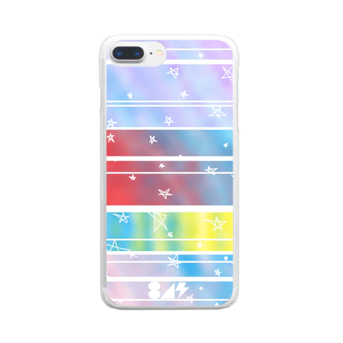 グラデマルチボーダー Clear Smartphone Case