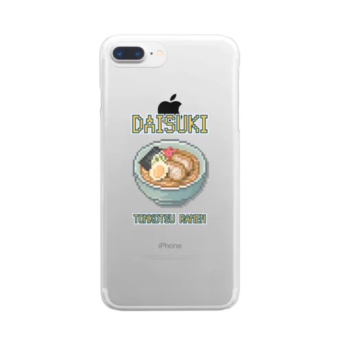 トンコツラーメン(ドット絵) Clear Smartphone Case