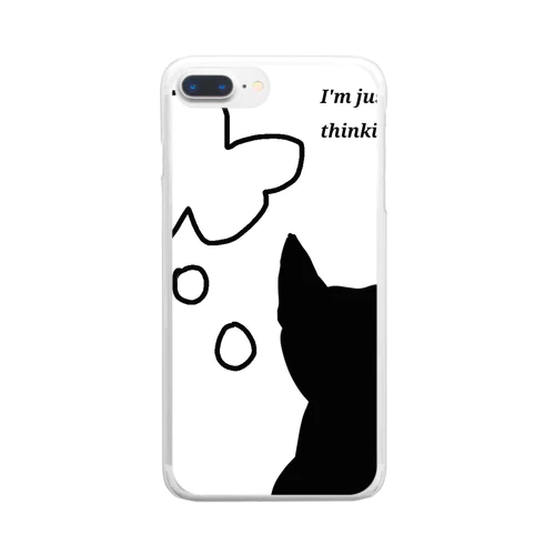 考える猫 Clear Smartphone Case