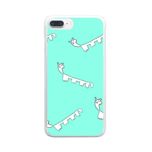 長い猫の群れ(ブルー) Clear Smartphone Case