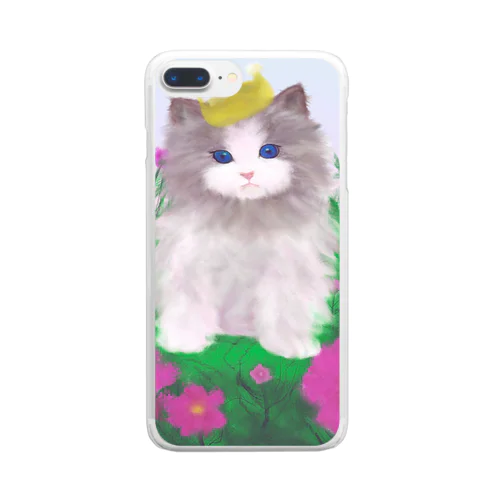 花畑と子猫 Clear Smartphone Case