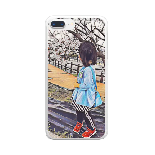 桜と女の子 Clear Smartphone Case