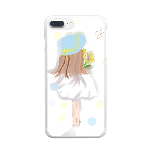 ひまわりと少女 Clear Smartphone Case