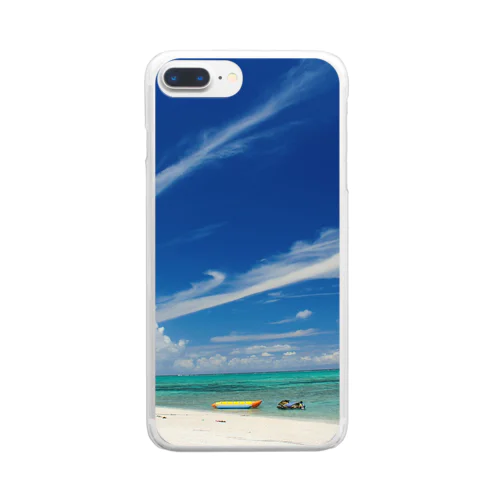 白い砂浜とビーチ Clear Smartphone Case