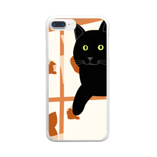 いたずら猫　障子破り Clear Smartphone Case