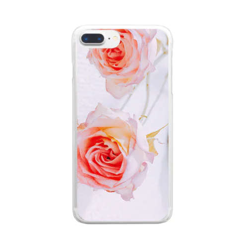 バラ  赤・ピンク Clear Smartphone Case