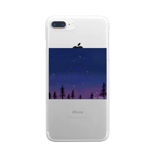 濃紺と紫の星空 Clear Smartphone Case