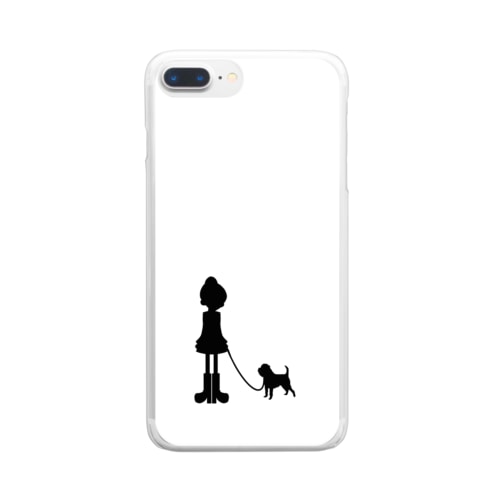 お散歩(女の子・グリフォン)ホワイト Clear Smartphone Case