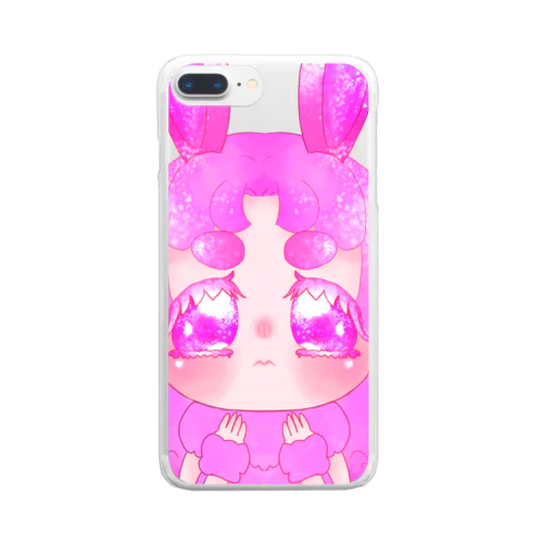 ふわふわうさぎスマホケース桃 Clear Smartphone Case