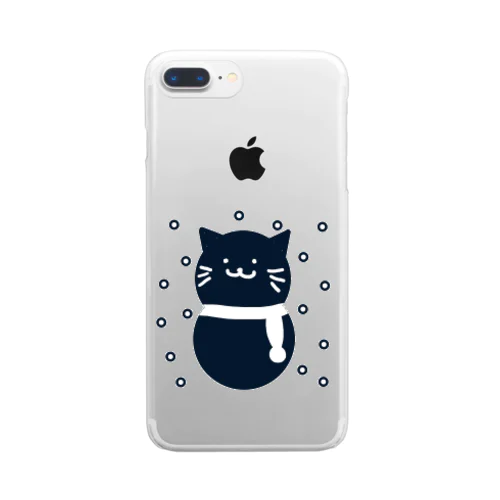 ブルーブラック猫ゆきだるま Clear Smartphone Case