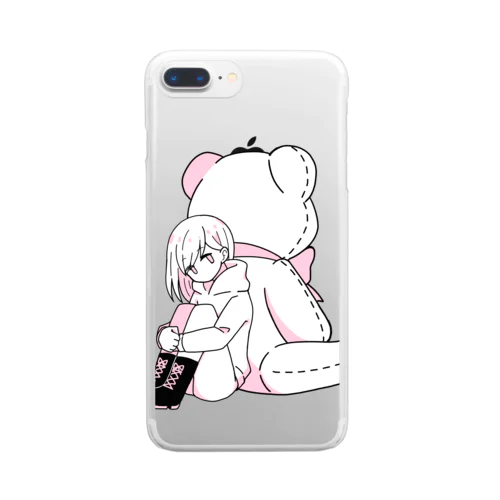 おんなのことテディベア【桜色】 Clear Smartphone Case