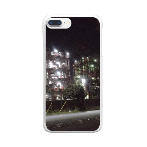 パンクな工場夜景モノクロ Clear Smartphone Case