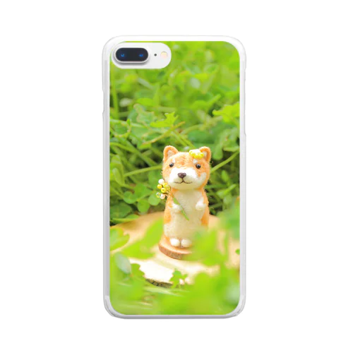 ミモザが華やぐ　柴犬 Clear Smartphone Case