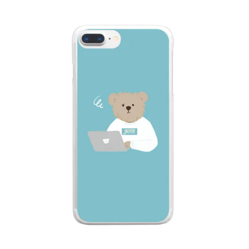 リモートワーク　クマさん　スウェット Clear Smartphone Case