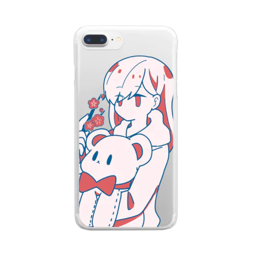 おんなのことテディベア【梅２】 Clear Smartphone Case