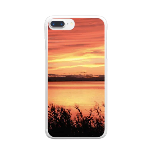 サロマ湖の夕陽。北海道。 Clear Smartphone Case