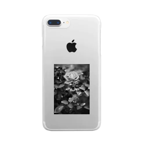モノクロの薔薇 Clear Smartphone Case