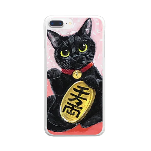 黒猫招き猫 Clear Smartphone Case