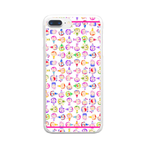 Charlieカラフル背景ホワイト Clear Smartphone Case