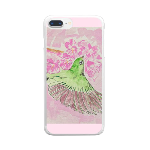 メジロ with 桜🌸_2 Clear Smartphone Case