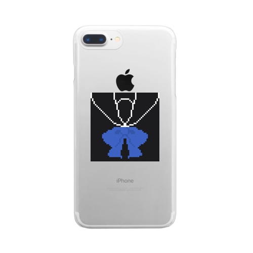 ドット絵セーラー服(黒青) Clear Smartphone Case