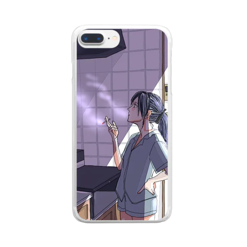 朝の一服ちゃん Clear Smartphone Case