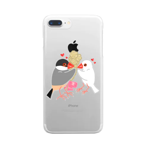 粟穂をプレゼント 桜&白文鳥 Clear Smartphone Case