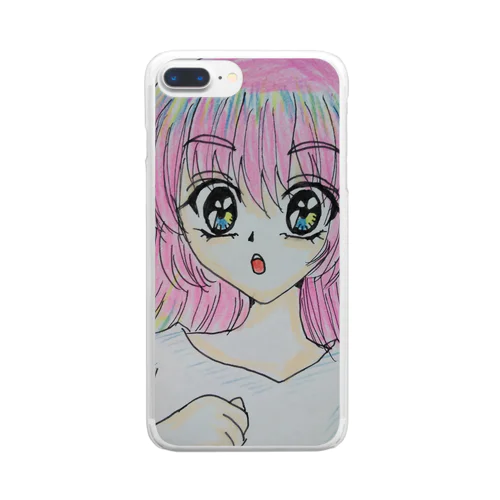 ピンク髪の女の子 Clear Smartphone Case