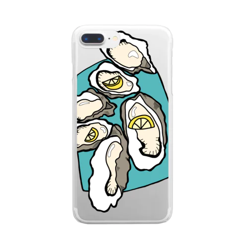 牡蠣（皿） 투명 스마트폰 케이스