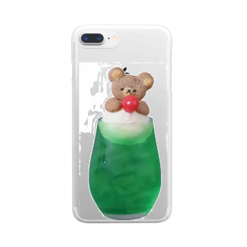 くまのクリームソーダ緑色 Clear Smartphone Case