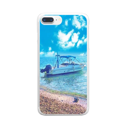 常夏の海とサッカーボール Clear Smartphone Case