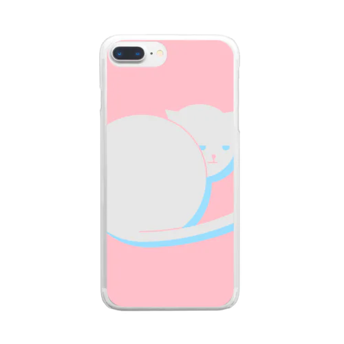 まんまるなねこ(白) Clear Smartphone Case