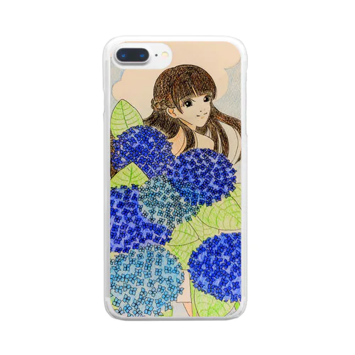 紫陽花(青紫)　花言葉:神秘的、知的、辛抱強い愛 Clear Smartphone Case